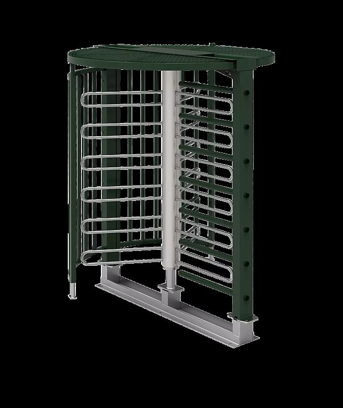 Drehkreuz LARDOS, zum Aufdübeln, mit Bodenrahmen, mit Übersteigschutz, in RAL 6005 moosgrün