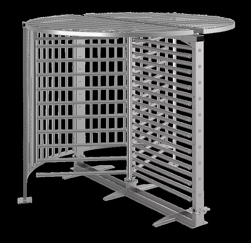 Behindertengerechtes Drehkreuz FESTOS, zum Aufdübeln, mit Bodenrahmen, mit Übersteigschutz, feuerverzinkt