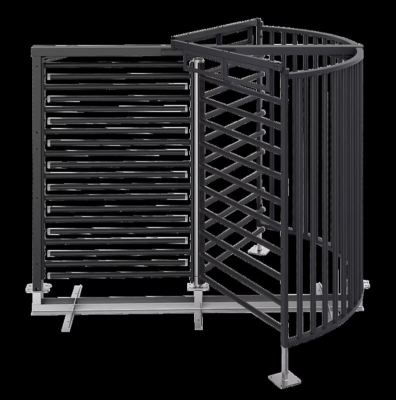 Behindertengerechtes Drehkreuz FESTOS, zum Aufdübeln, mit Bodenrahmen, ohne Übersteigschutz, in RAL 7016 anthrazitgrau