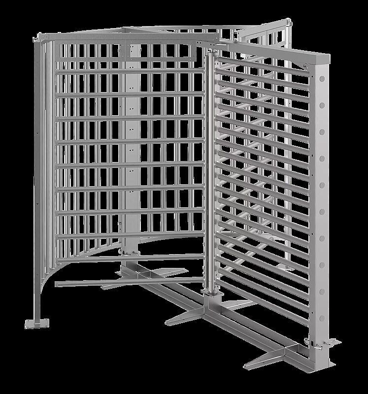 Behindertengerechtes Drehkreuz FESTOS, zum Aufdübeln, mit Bodenrahmen, ohne Übersteigschutz, feuerverzinkt