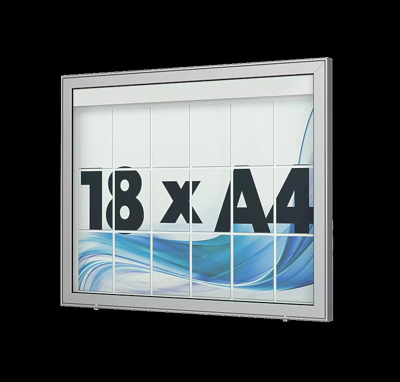 Schaukasten LIMOGES zur Wandbefestigung, für 18 x DIN A4, Alu silber