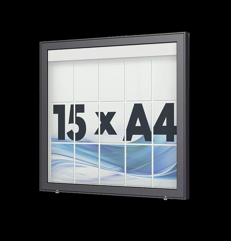 Schaukasten LIMOGES zur Wandbefestigung, für 15 x DIN A4, in DB 703 eisenglimmer