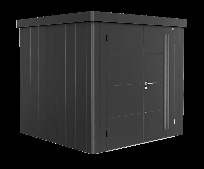 Gerätehaus NEO, Modell 2B, in dunkelgrau-metallic, mit Doppelflügeltür