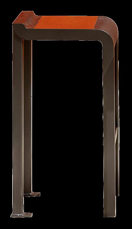 Barhocker PAOSA, Stahlteile in DB 703 eisenglimmer, Sitzauflage aus rotem Zedernholz