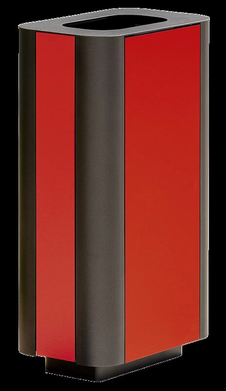 Abfallbehälter PAOSA, Stahlteile in DB 703 eisenglimmer, Korpus aus rotem Zedernholz