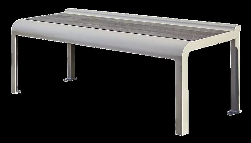 Sitzbank PAOSA, Stahlteile in RAL 7044 seidengrau, Sitzauflage aus grauem Zedernholz