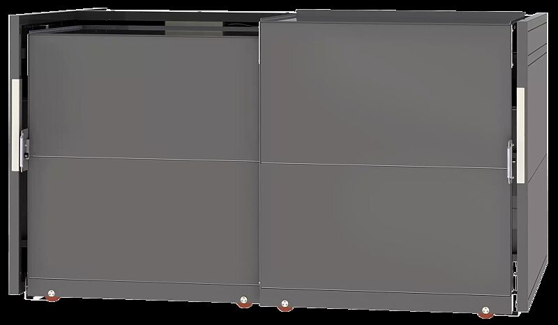 Fahrradgarage STYLEOUT® BIKE BLANK, Rück-, Seitenwände und Schiebetüren in RAL 7016 anthrazitgrau, Dach Aluminium eloxiert