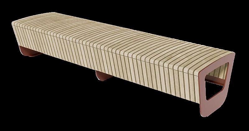 Sitzbank LANDSCAPE COMPACT ohne Rückenlehne, doppelseitig, mit Robinienholzbelattung, Stahlteile in RAL 7006 beigegrau