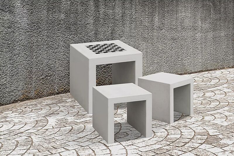 Schachbretttisch SENJA mit Hocker