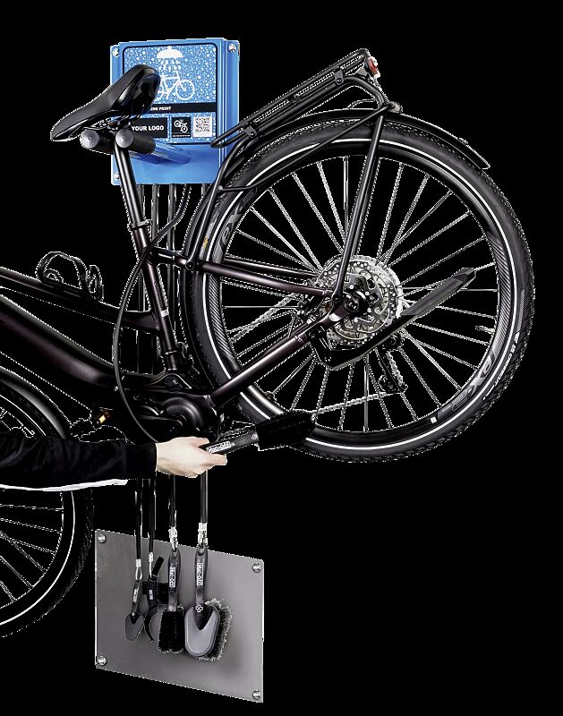 Reinigungsstation ASSIST CLEAN, pulverbeschichtet in RAL 5015 himmelblau Reinigungsstation ASSIST CLEAN, thermoplastbeschichtet in RAL 5015 himmelblau