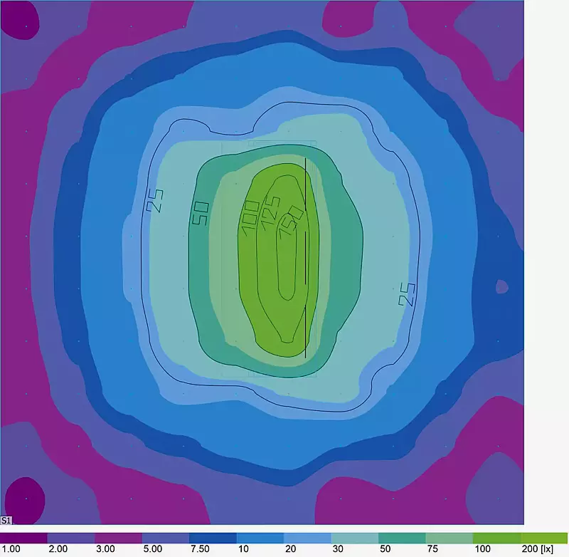 Beleuchtungsschema für einseitige Ausführung, ohne Bewegungsmelder