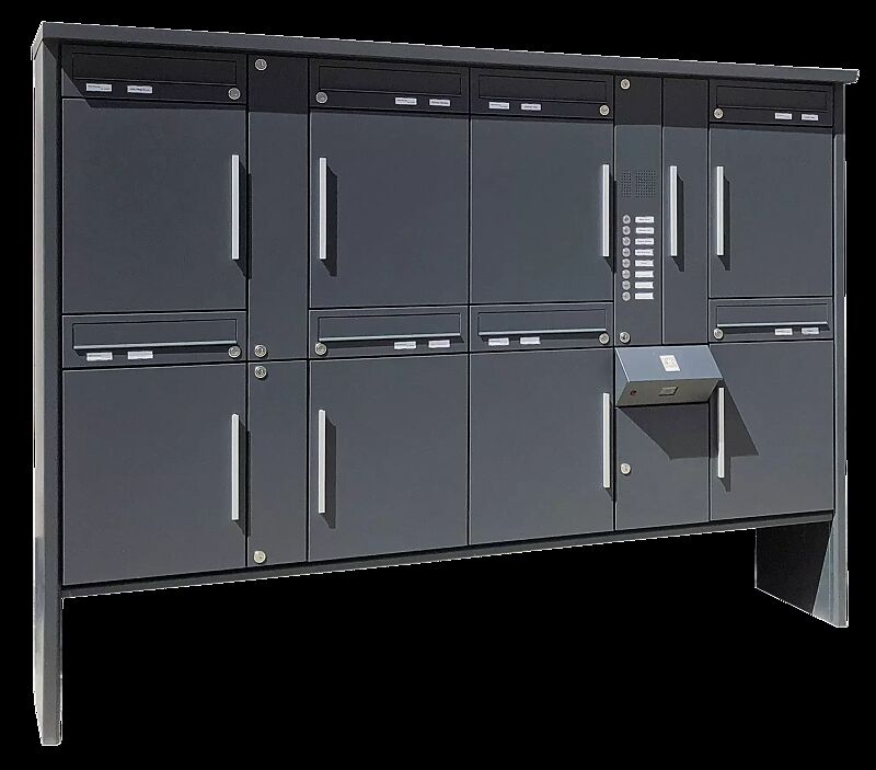Brief- und Paketkastenanlage AIN mit 8 Briefkästen, in RAL 7016 anthrazitgrau 