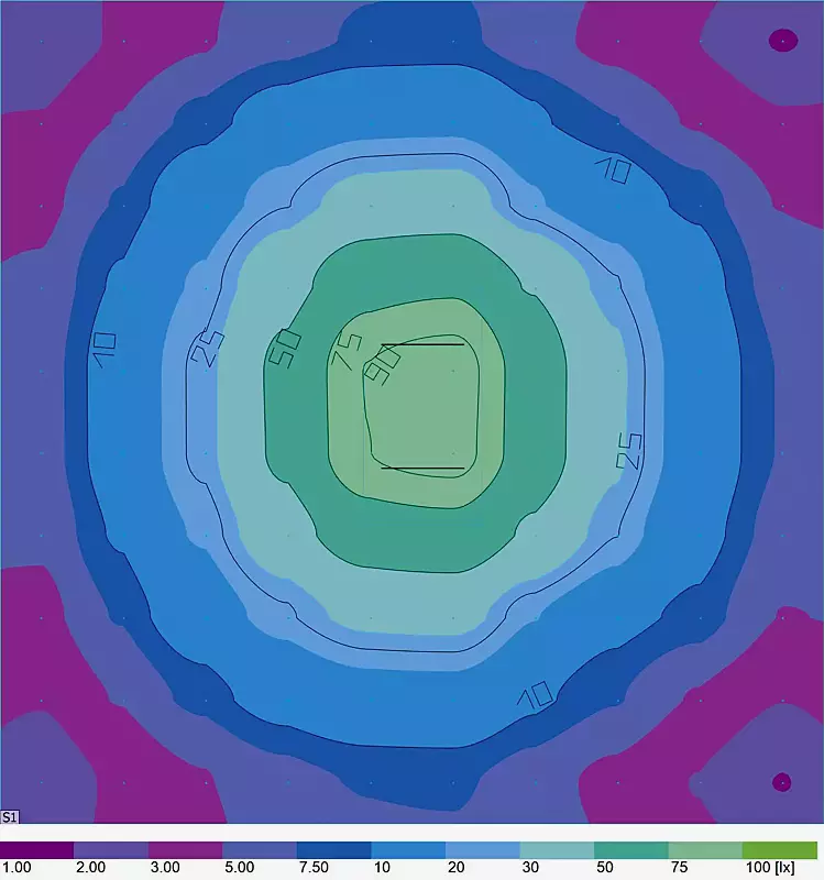 Beleuchtungsschema für 2 Felder