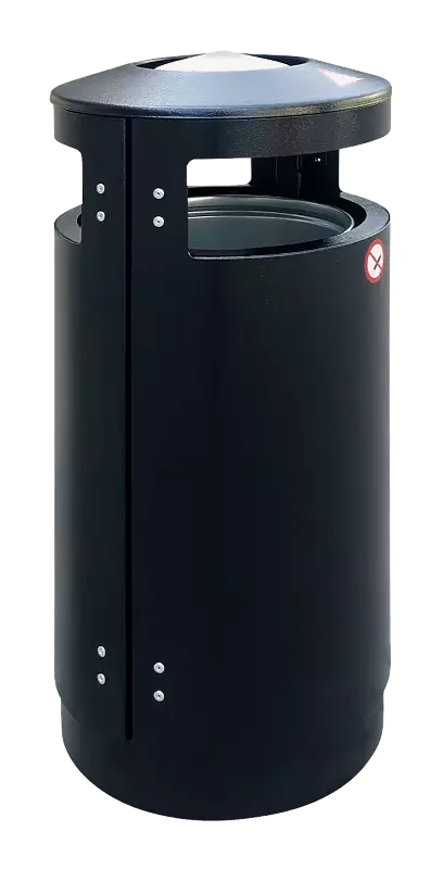 Abfallbehälter UTENA mit Ascher und Innenbehälter, in RAL 7021 schwarzgrau