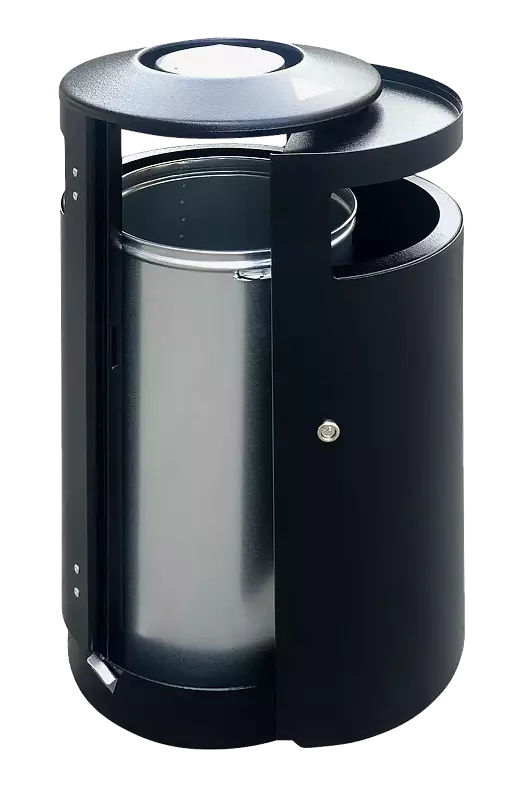 Abfallbehälter UTENA mit Ascher und Innenbehälter, in RAL 7021 schwarzgrau