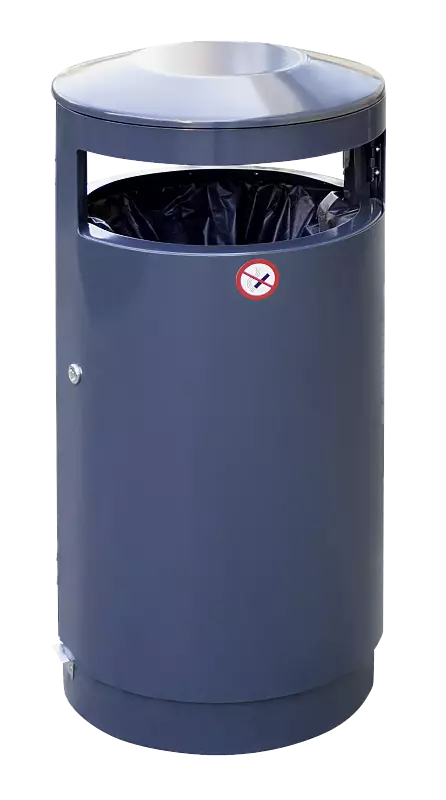 Abfallbehälter UTENA ohne Ascher und Abfallsackhaltering, in RAL 7016 anthrazitgrau