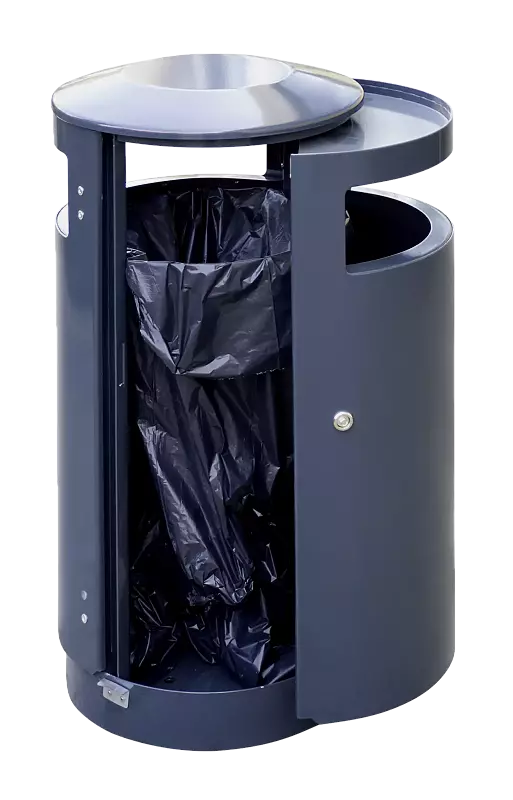 Abfallbehälter UTENA ohne Ascher und Abfallsackhaltering, in RAL 7016 anthrazitgrau
