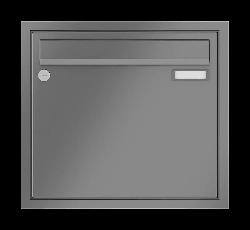 Briefkastenanlage RAGUSA mit 1 Briefkasten, Unterputzanlage, ohne Sprech- und Klingelfach, Stahlteile in RAL 9007 graualuminium