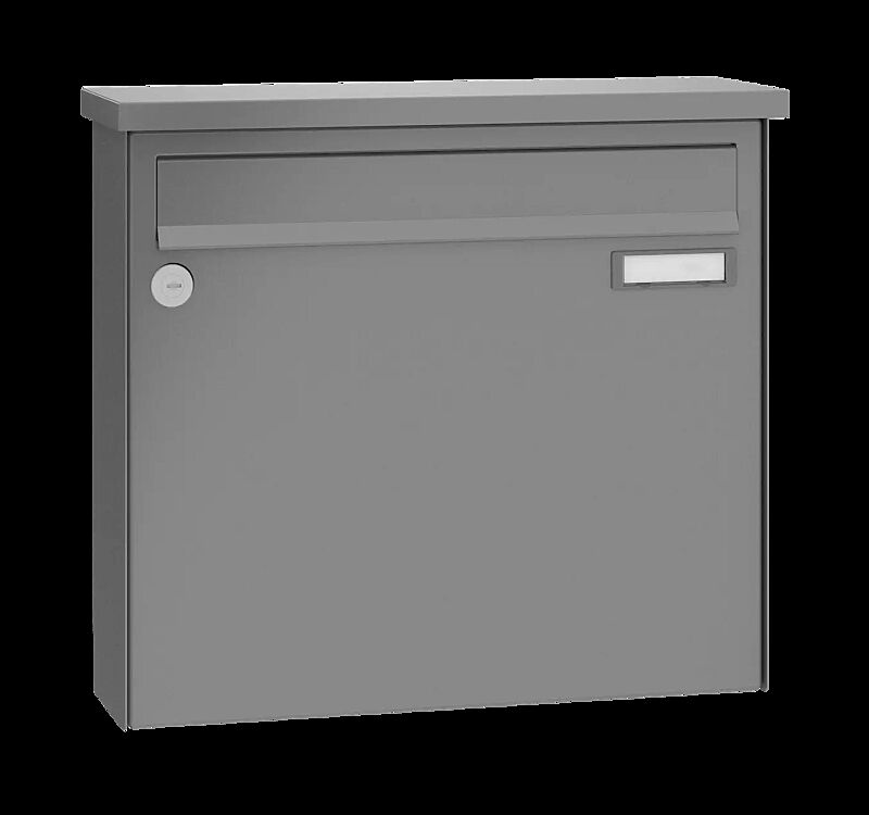 Briefkastenanlage RAGUSA mit 1 Briefkasten, Aufputzanlage, ohne Sprech- und Klingelfach, Stahlteile in RAL 9007 graualuminium