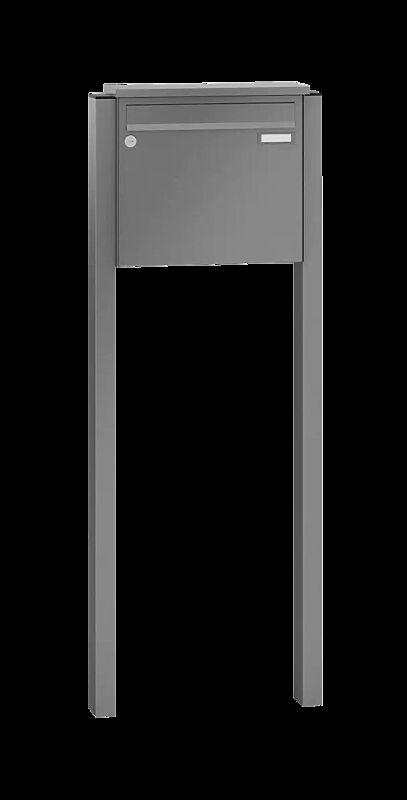 Briefkastenanlage RAGUSA mit 1 Briefkasten, zum Einbetonieren, ohne Sprech- und Klingelfach, Stahlteile in RAL 9007 graualuminium