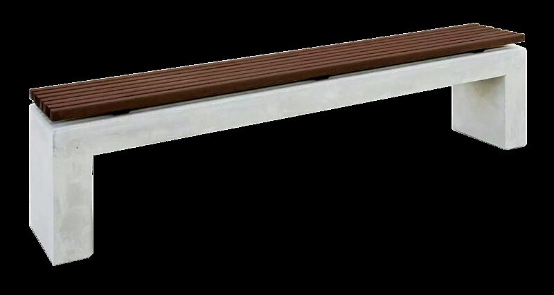 Sitzbank ANDROMEDA WOOD ohne Rückenlehne, mit Okouméholzbelattung, Beton mit transparenter Beschichtung in naturweiß - 18