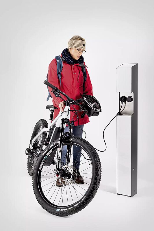 Ladesäule CAVAN, ohne Zugangsautorisierung, Edelstahl in eisenglimmer ähnlich DB 703