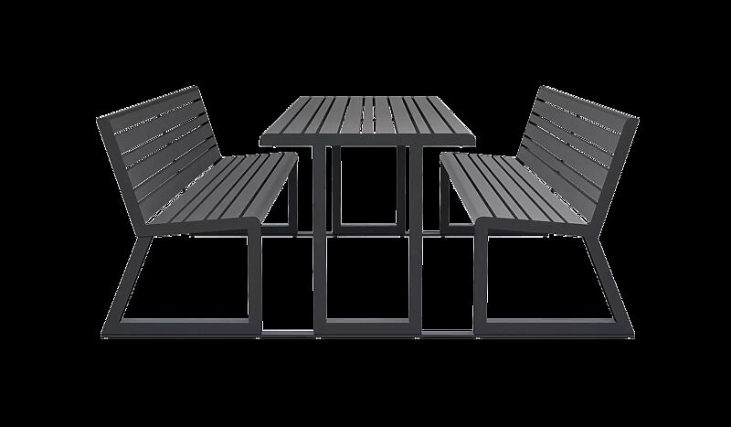 Bank-Tisch-Kombination MANTUA mit Rückenlehne, in eisenglimmergrau