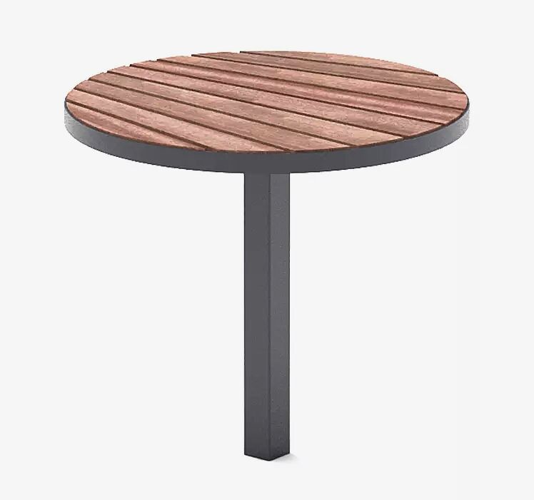 Tisch LAGO mit Jatobaholzbelattung, Stahlteile in RAL 7016 anthrazitgrau