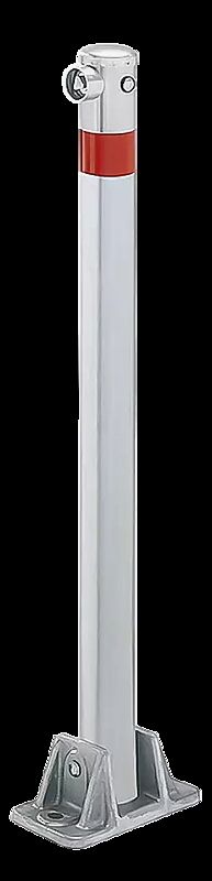 Sperrpfosten ALMERIA, mit Dreikantschloss, feuerverzinkt mit Reflexfolie rot