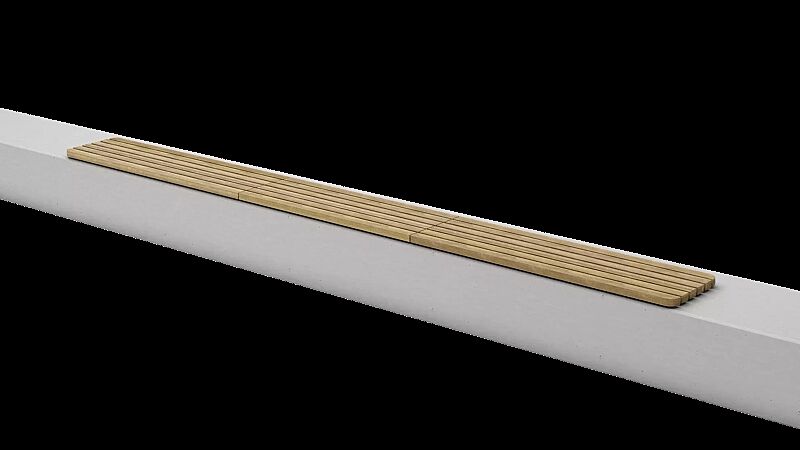 Mauerauflage REFORMA mit Längsbelattung, 3 Segmente, Breite 4240 mm, mit Robinienholzbelattung