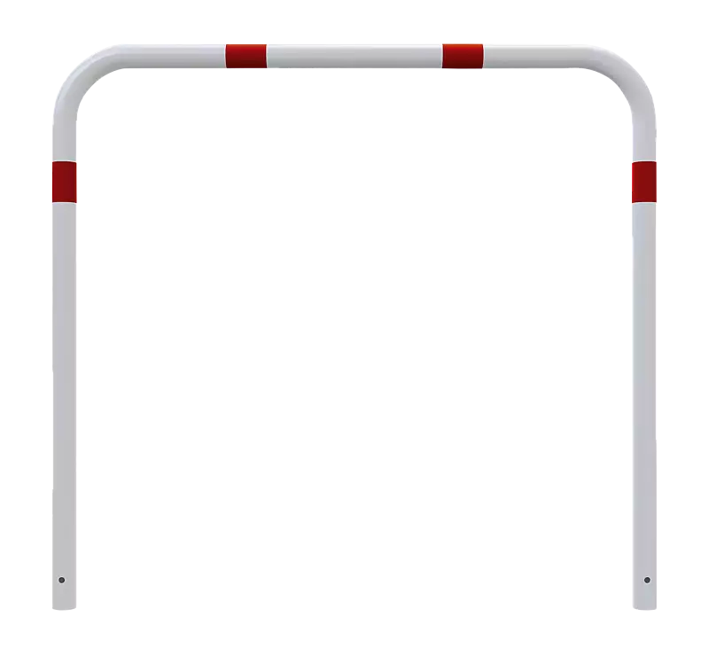 Sperrzaun VIHTI ohne Knieholm, Sperrbreite 1,5 m, zum Einbetonieren, feuerverzinkt und weiß pulverbeschichtet mit roten Reflexstreifen