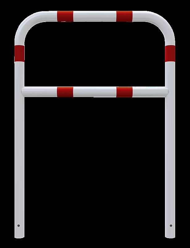 Sperrzaun VIHTI mit Knieholm, Sperrbreite 1,0 m, zum Einbetonieren, feuerverzinkt und weiß pulverbeschichtet mit roten Reflexstreifen