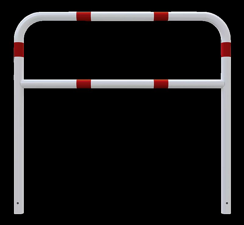 Sperrzaun VIHTI mit Knieholm, Sperrbreite 1,5 m, zum Einbetonieren, feuerverzinkt und weiß pulverbeschichtet mit roten Reflexstreifen