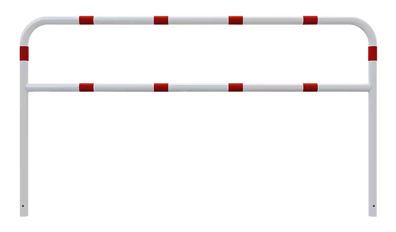 Sperrzaun VIHTI mit Knieholm, Sperrbreite 2,5 m, zum Einbetonieren, feuerverzinkt und weiß pulverbeschichtet mit roten Reflexstreifen