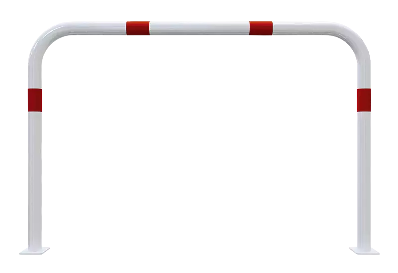 Sperrzaun VIHTI ohne Knieholm, Sperrbreite 1,5 m, zum Aufdübeln, feuerverzinkt und weiß pulverbeschichtet mit roten Reflexstreifen