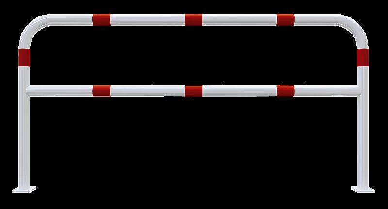 Sperrzaun VIHTI mit Knieholm, Sperrbreite 2,0 m, zum Aufdübeln, feuerverzinkt und weiß pulverbeschichtet mit roten Reflexstreifen