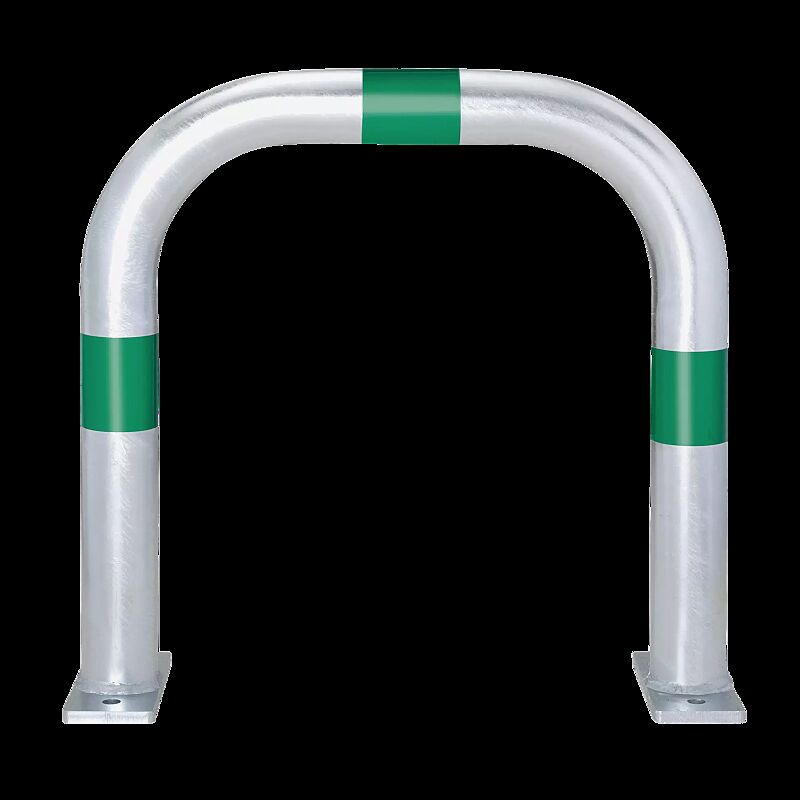 Ladesäulenschutzbügel ADAST, Breite 500 mm, zum Aufdübeln, mit 3 Reflexstreifen in grün