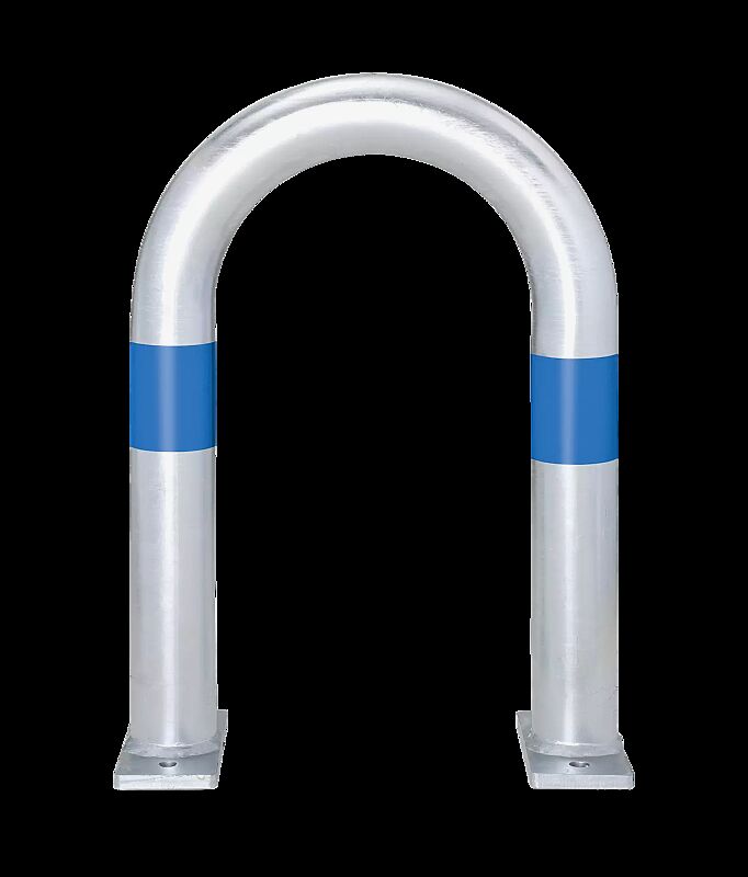 Ladesäulenschutzbügel ADAST, Breite 360 mm, zum Aufdübeln, mit 2 Reflexstreifen in blau