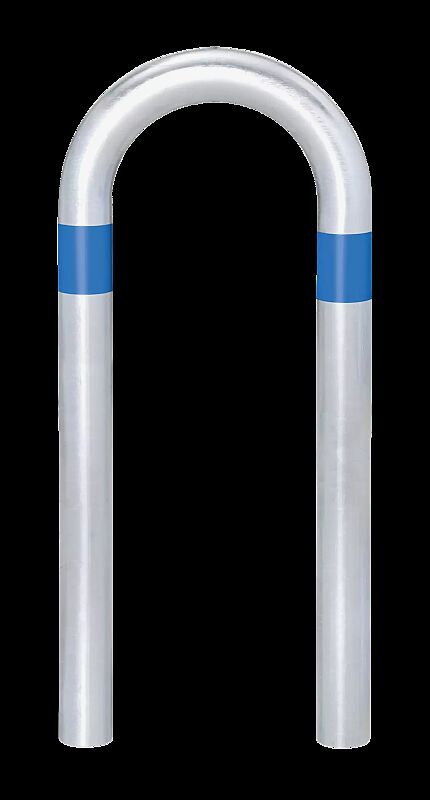 Ladesäulenschutzbügel ADAST, Breite 360 mm, zum Einbetonieren, mit 2 Reflexstreifen in blau