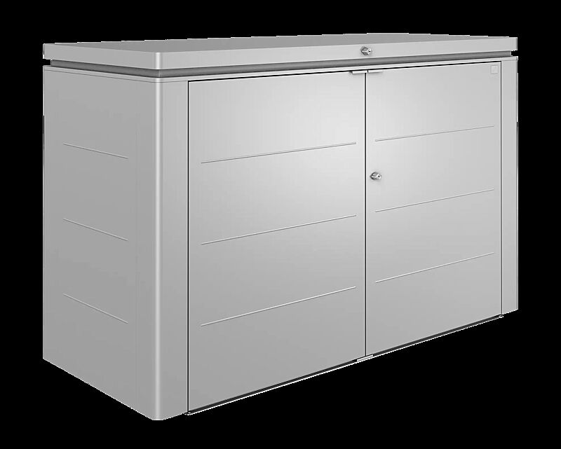 Müllbehälterschrank HIGHBOARD, Modell 200, für 3 x 120 Liter oder 3 x 240 Liter Mülltonnen in silber-metallic