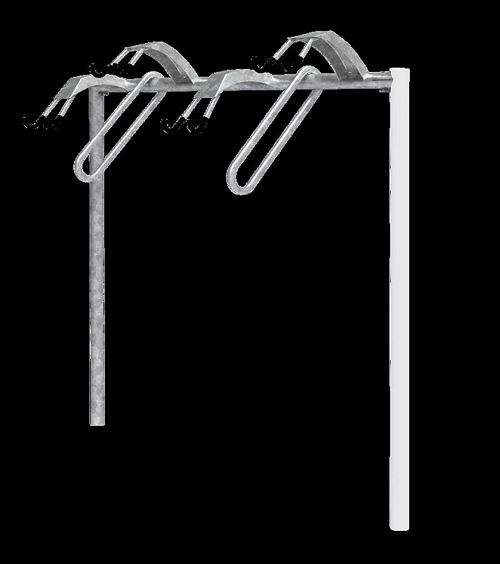 Lenkerhaltesystem APROPOS einseitig, Anbauelement, mit Betonsockel zum Eingraben, 4 Stellplätze, feuerverzinkt