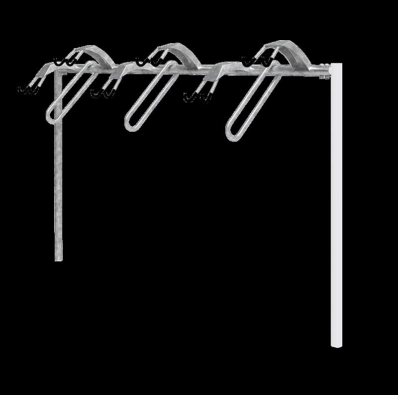 Lenkerhaltesystem APROPOS einseitig, Anbauelement, mit Betonsockel zum Eingraben, 6 Stellplätze, feuerverzinkt