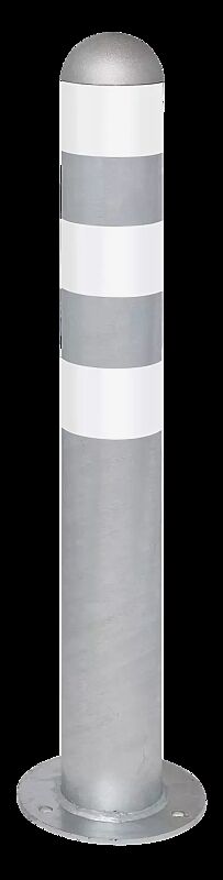 Schutzpoller ANTIN zum Aufdübeln, mit Reflexfolie in weiß, feuerverzinkt