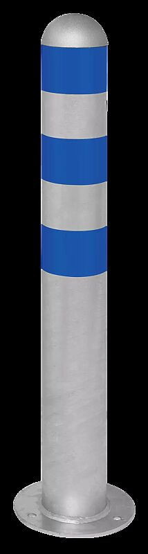 Schutzpoller ANTIN zum Aufdübeln, mit Reflexfolie in blau, feuerverzinkt