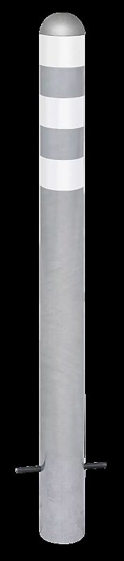 Schutzpoller ANTIN zum Einbetonieren, mit Reflexfolie in weiß, feuerverzinkt