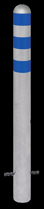 Schutzpoller ANTIN zum Einbetonieren, mit Reflexfolie in blau, feuerverzinkt