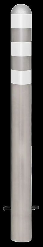 Schutzpoller ANTIN zum Einbetonieren, mit Reflexfolie in weiß, in Edelstahl