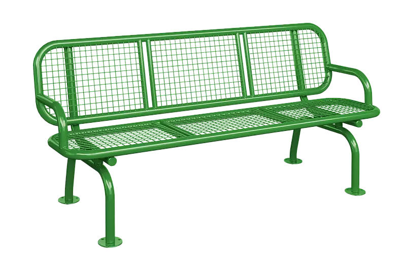 Sitzbank SPOLETO mit Armlehnen, in RAL 6018 gelbgrün