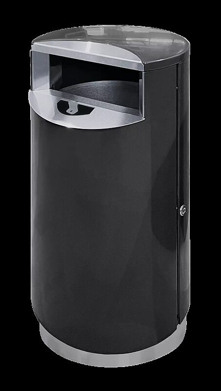 Standbehälter FINBIN CITY aus Stahl, 39 Liter, mit Ascher, zum Aufdübeln mittels Edelstahlsockel, in RAL 7024 graphitgrau