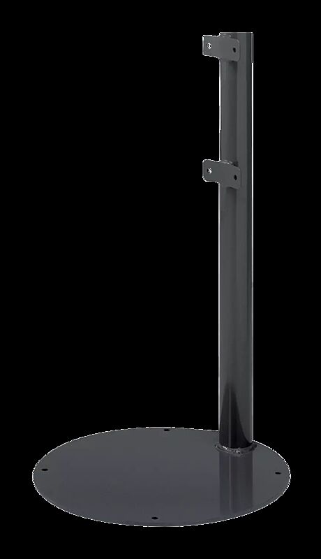 Rohrpfosten mit rundem Standfuß, zum freien Aufstellen bzw. Aufdübeln, aus Stahl, pulverbeschichtet in Behälterfarbe